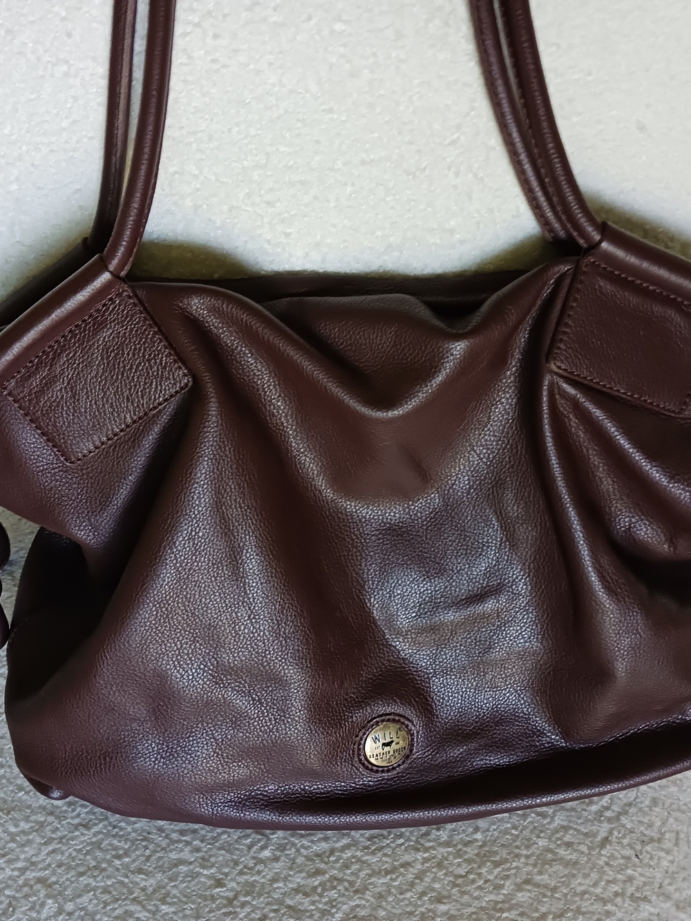 Classic Deep Burgundy Leather Tote with Double Straps